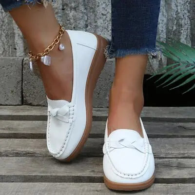 Weave Wedge Heeled Loafers - GlossiChic Collection White / 35 GlossiChic Collection Shoes & Accessories