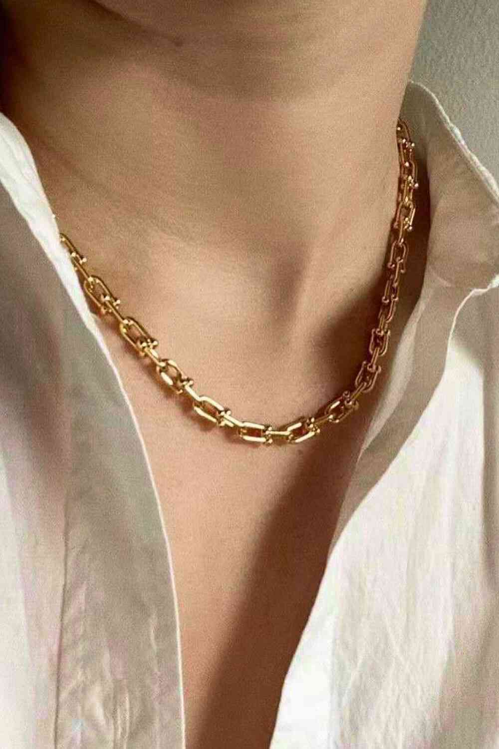 18K Stainless Steel U-Shape Chain Necklace Trendsi