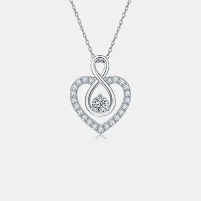 1 Carat Moissanite 925 Sterling Silver Heart Shape Necklace - GlossiChic Collection