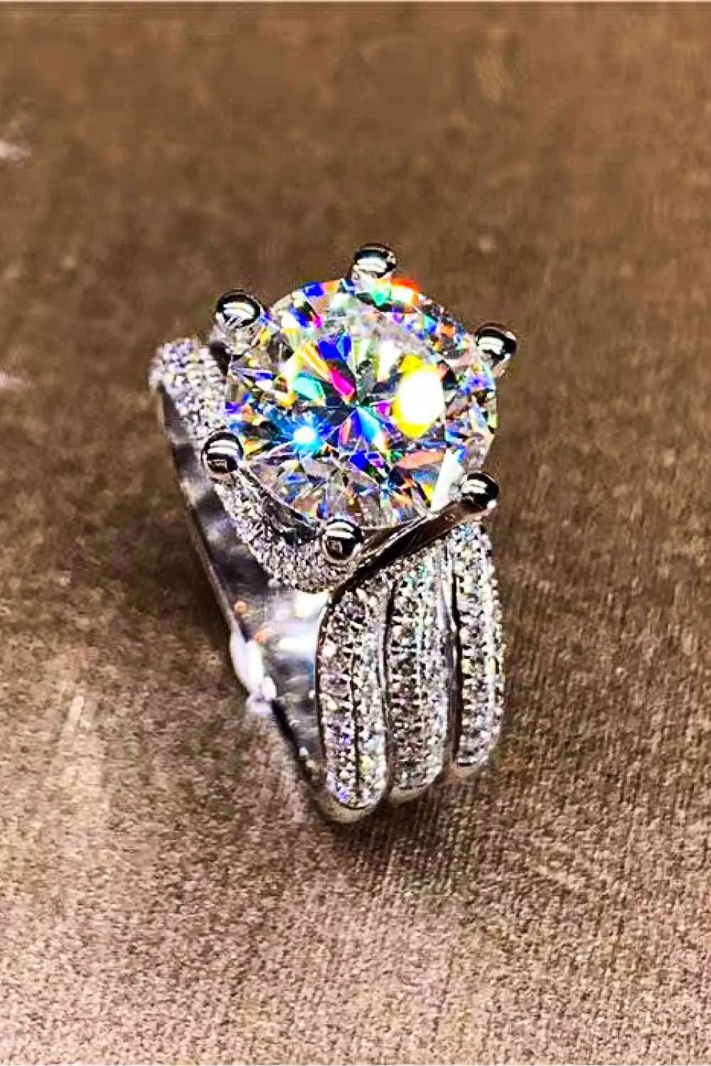 3 Carat Moissanite Three-Layer Ring - GlossiChic Collection Silver / 5 GlossiChic Collection jewelry