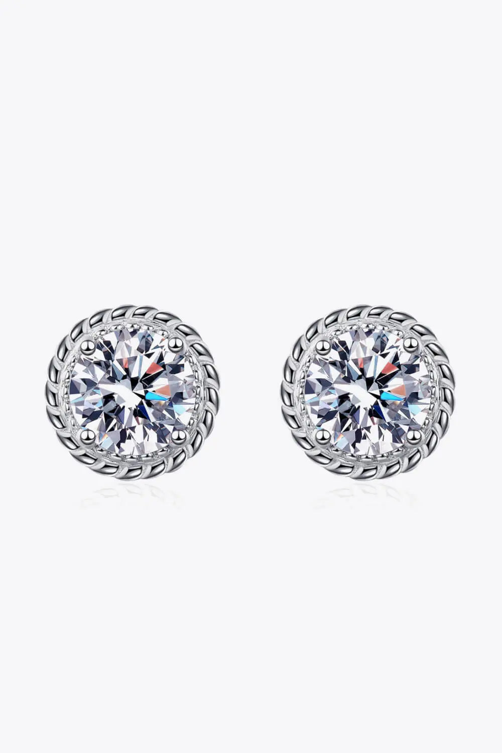 1 Carat Moissanite 925 Sterling Silver Round Stud Earrings - GlossiChic Collection