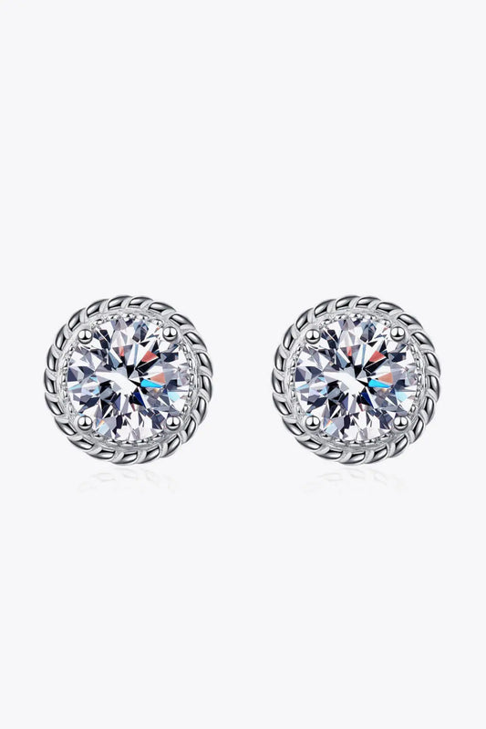 1 Carat Moissanite 925 Sterling Silver Round Stud Earrings - GlossiChic Collection