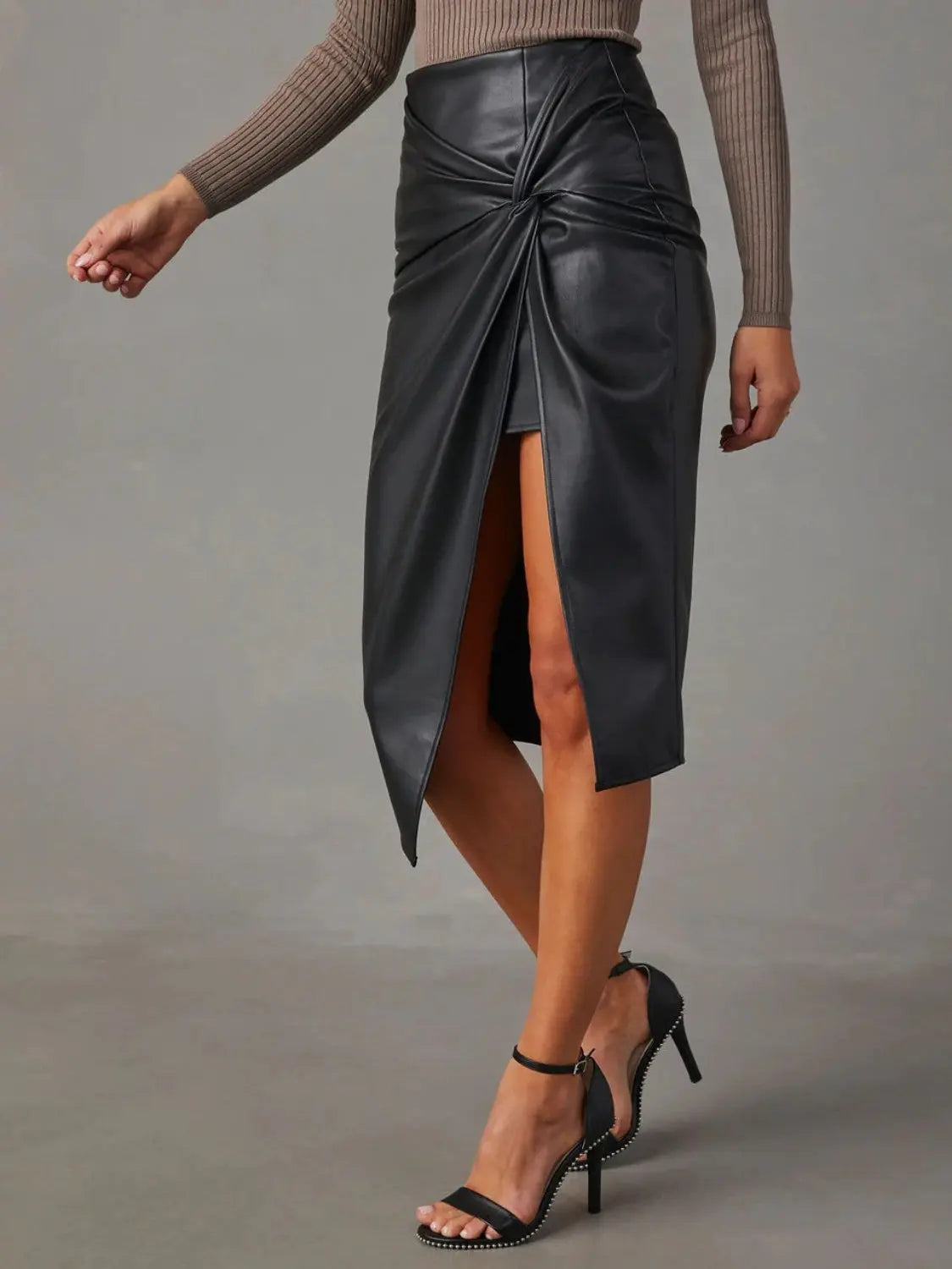 Twist Detail High Waist Skirt - GlossiChic Collection Black / S GlossiChic Collection apparel