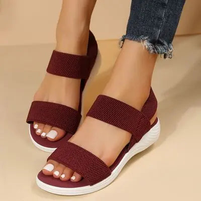 Rubber Open Toe Low Heel Sandals - GlossiChic Collection Wine / 36(US5) GlossiChic Collection Shoes & Accessories