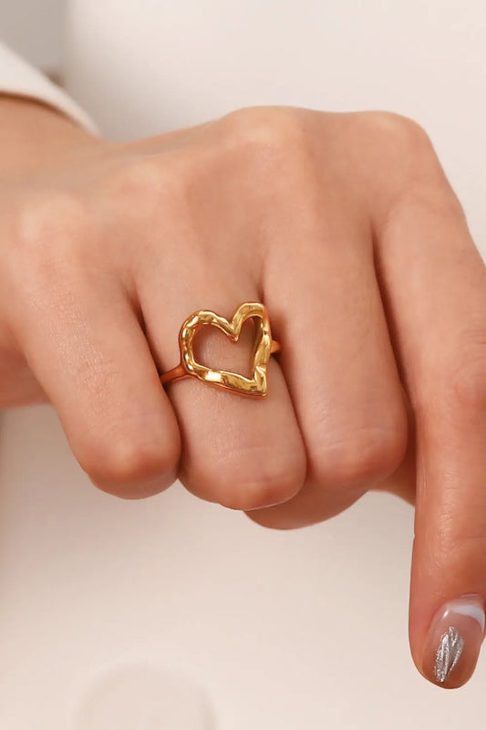 18K Gold Plated Heart-Shaped Ring GlossiChic Collection