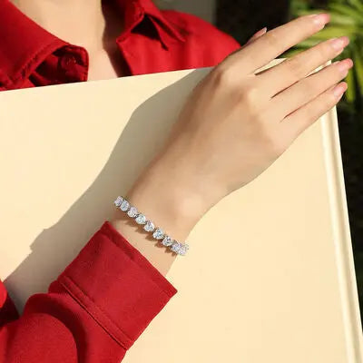 24 Carat Moissanite 925 Sterling Silver Heart Bracelet - GlossiChic Collection Silver / One Size GlossiChic Collection jewelry