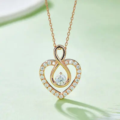 1 Carat Moissanite 925 Sterling Silver Heart Shape Necklace - GlossiChic Collection Rose Gold / One Size GlossiChic Collection jewelry