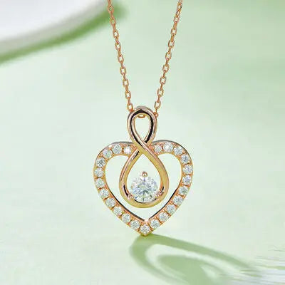 1 Carat Moissanite 925 Sterling Silver Heart Shape Necklace - GlossiChic Collection