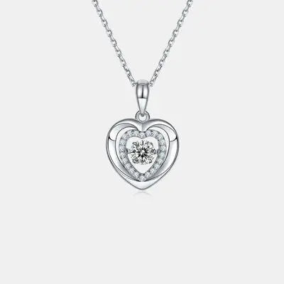 Moissanite 925 Sterling Silver Heart Necklace GlossiChic Collection