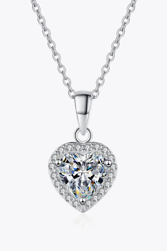 1 Carat Moissanite Heart Pendant Chain Necklace - GlossiChic Collection