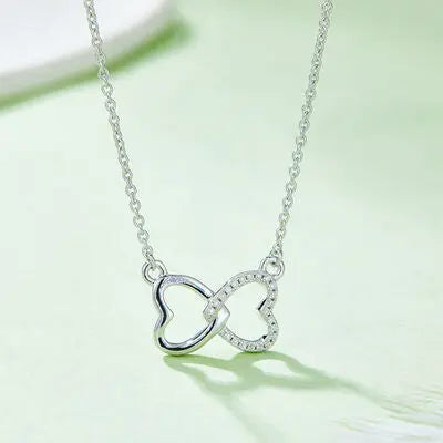 Moissanite 925 Sterling Sliver Heart Bow Necklace GlossiChic Collection