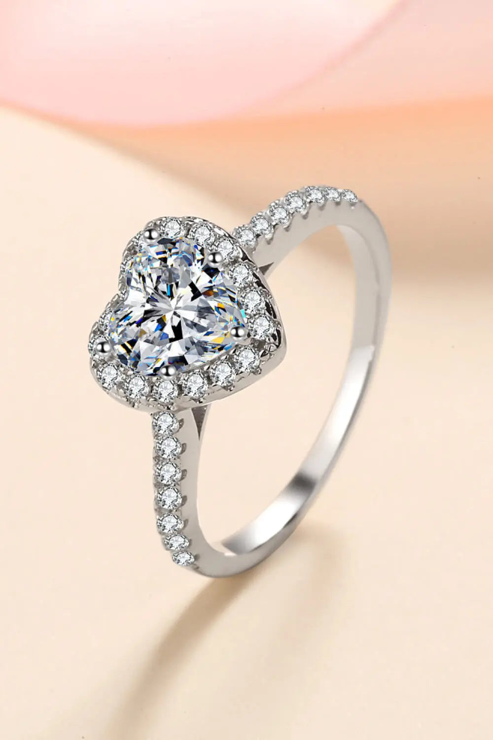 1 Carat Moissanite Heart-Shaped Ring - GlossiChic Collection