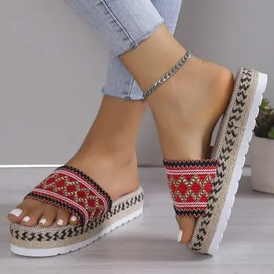 Geometric Weave Platform Sandals Trendsi