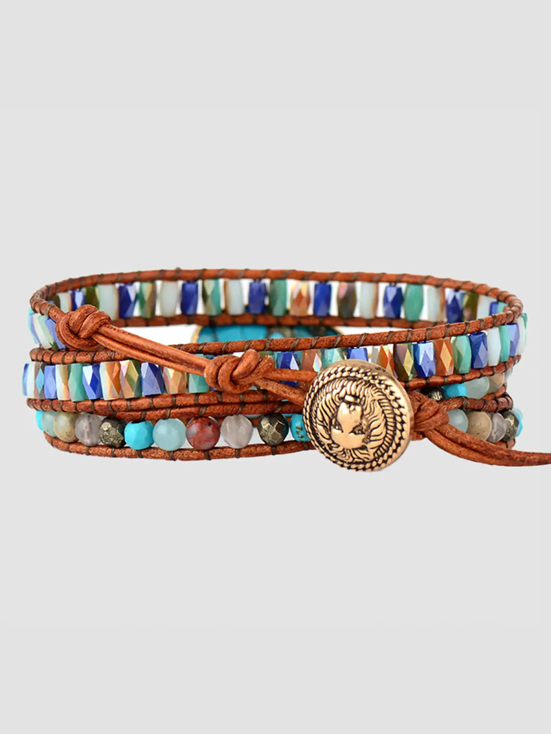Triple-Layer Natural Stone Bracelet - GlossiChic Collection Aqua / One Size GlossiChic Collection jewelry