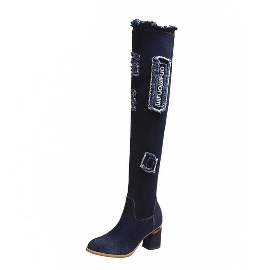 Stovepipe Boots Plus Velvet Non-Drop Elastic Boots GlossiChic Collection