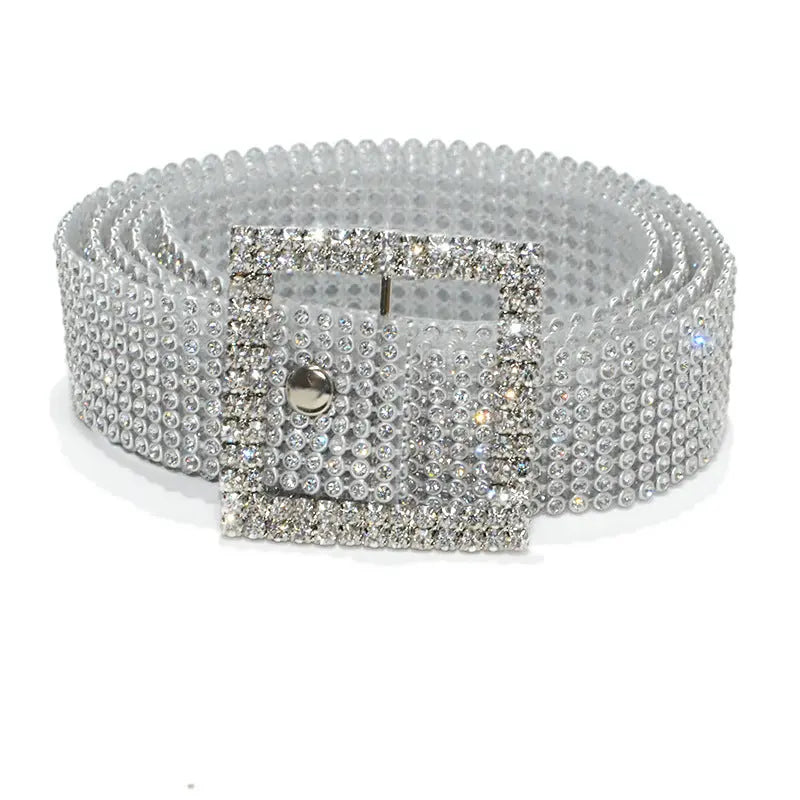 Rhinestone Embellished Belt - GlossiChic Collection Silver / 115cm GlossiChic Collection Belts & Hats