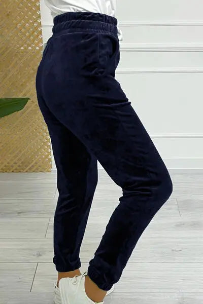 Wide Waistband Drawstring Cropped Joggers GlossiChic Collection