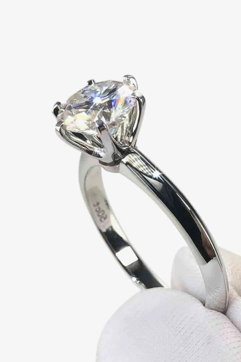 925 Sterling Silver 3 Carat Moissanite 6-Prong Ring - GlossiChic Collection Silver / 5 GlossiChic Collection jewelry
