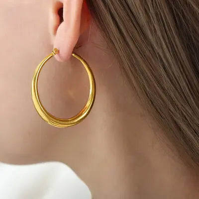 18K Gold-Plated Titanium Steel Hoop Earrings - GlossiChic Collection