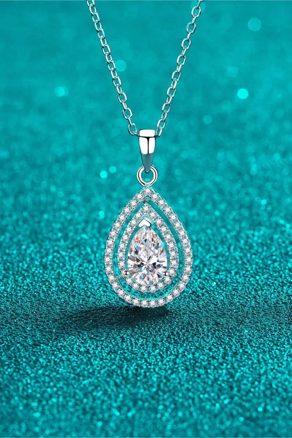 1 Carat Moissanite Teardrop Pendant Necklace - GlossiChic Collection