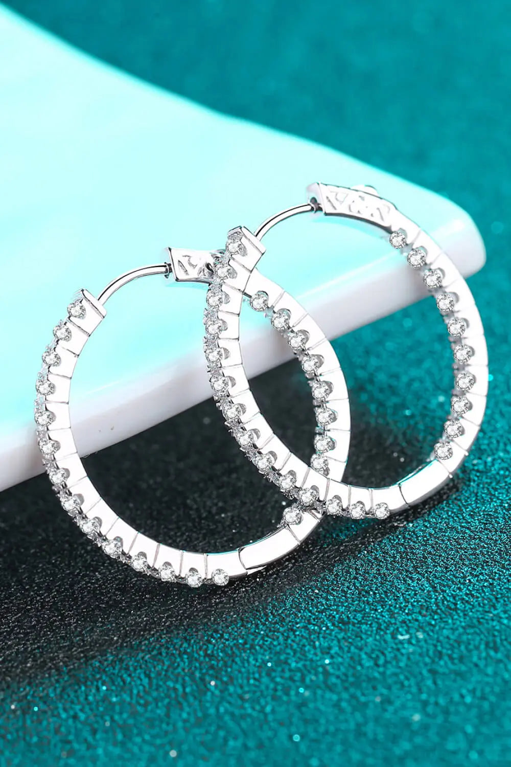 Moissanite Rhodium-Plated Hoop Earrings GlossiChic Collection