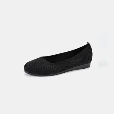 Round Toe Knit Ballet Flats - GlossiChic Collection Black / 36 GlossiChic Collection Shoes & Accessories