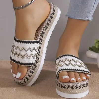 Geometric Weave Platform Sandals Trendsi