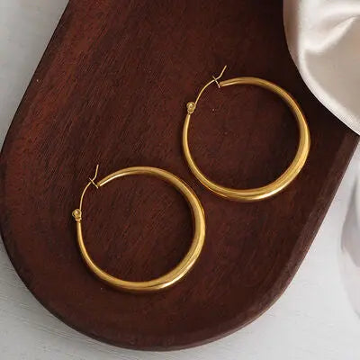 18K Gold-Plated Titanium Steel Hoop Earrings - GlossiChic Collection