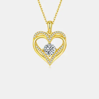 1.2 Carat Moissanite 925 Sterling Sliver Heart Necklace - GlossiChic Collection