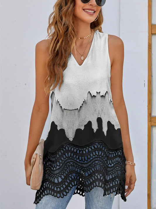 Printed V-Neck Tank - GlossiChic Collection