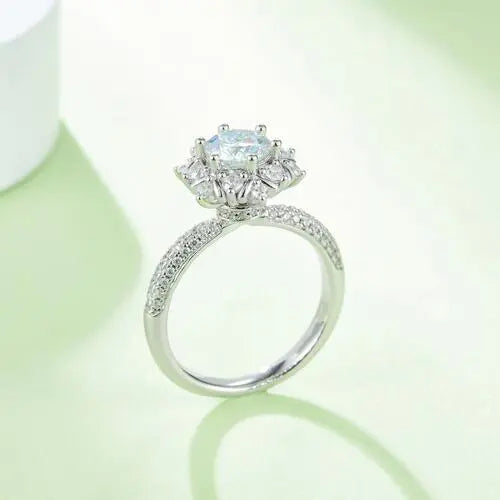 1 Carat Moissanite 925 Sterling Silver Flower Shape Ring - GlossiChic Collection