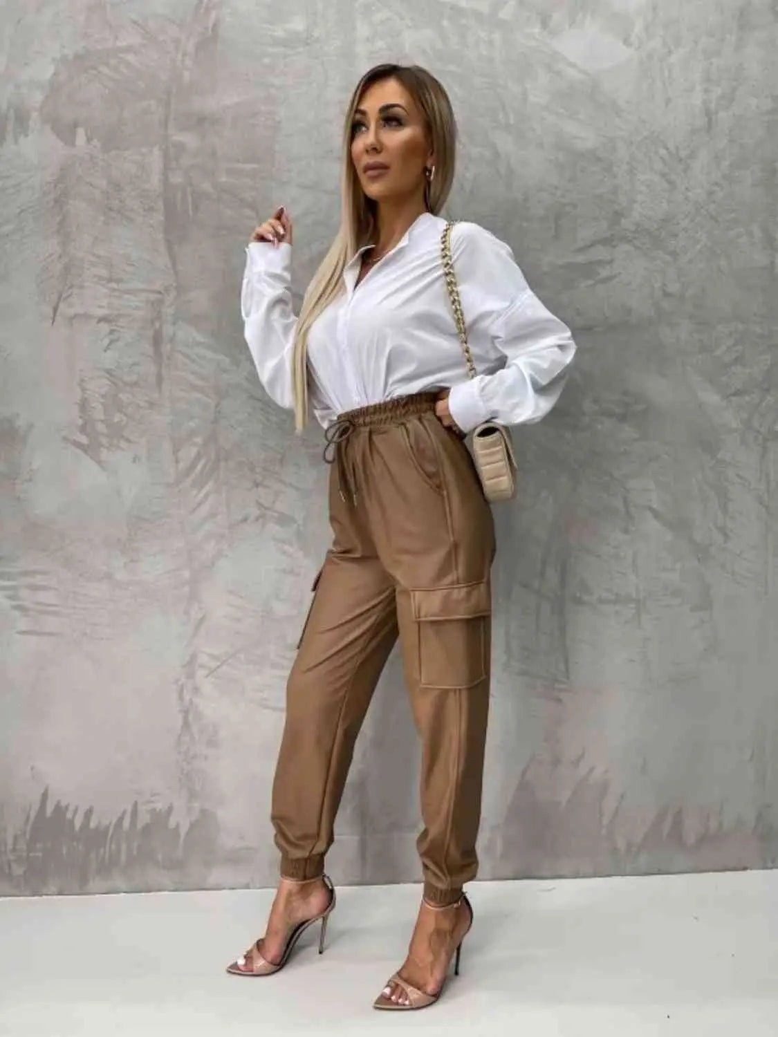 Tied High Waist Pants with Pockets GlossiChic Collection