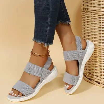 Rubber Open Toe Low Heel Sandals Trendsi