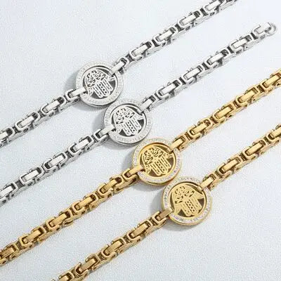 Stainless Steel Zircon Chain Bracelet Trendsi