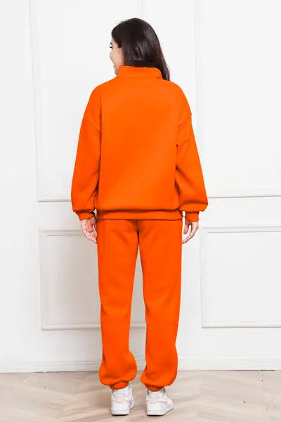 Half Zip Long Sleeve Sweatshirt and Pants Set GlossiChic Collection