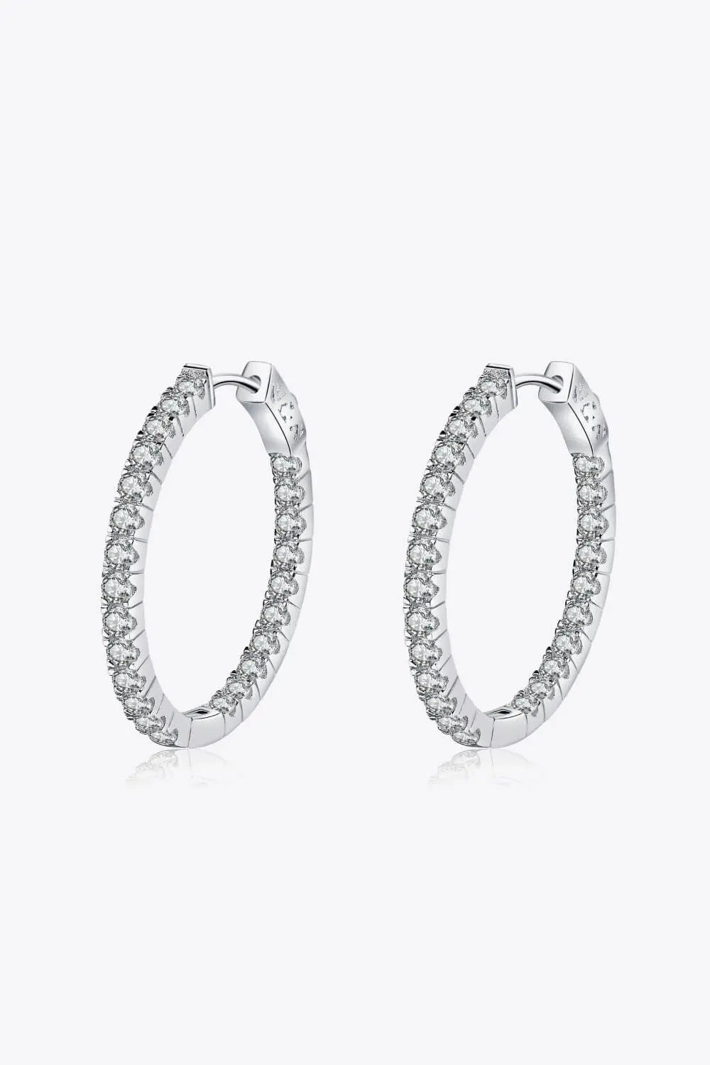 Moissanite Rhodium-Plated Hoop Earrings GlossiChic Collection