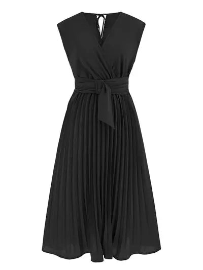 Tied Surplice Pleated Tank Dress Trendsi