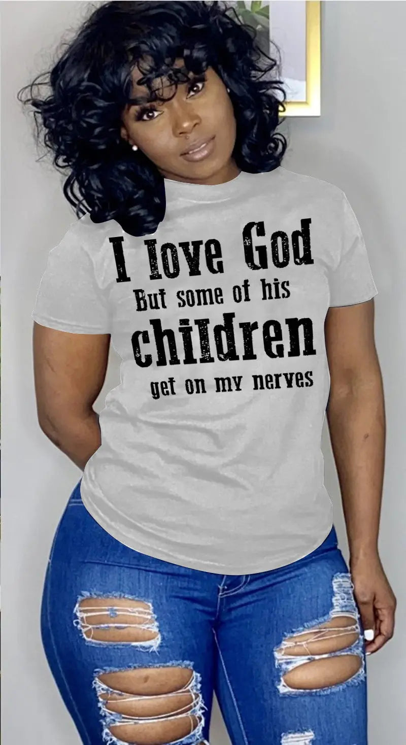 I Love God Round Neck Short Sleeve T-Shirt GlossiChic Collection