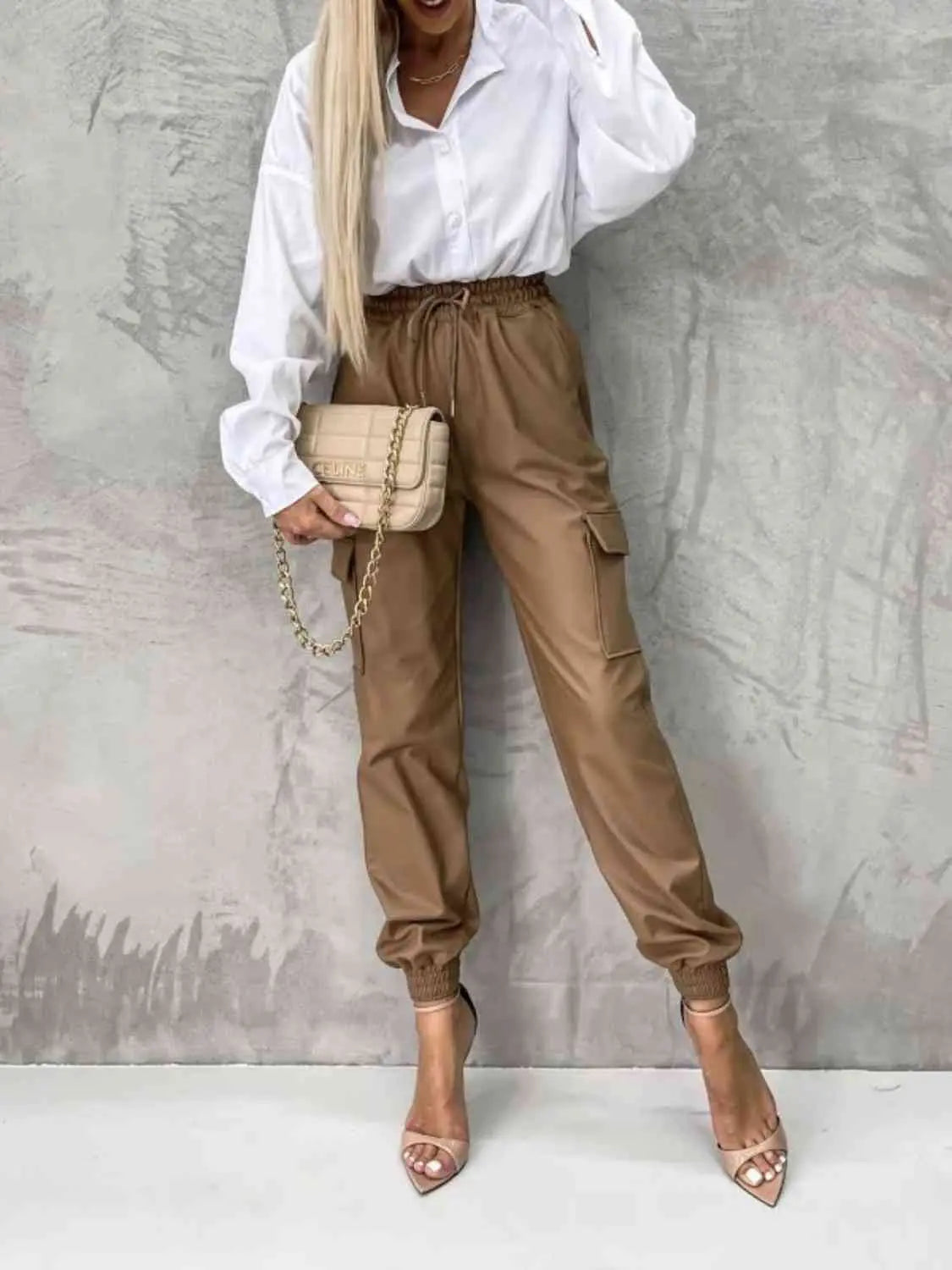 Tied High Waist Pants with Pockets GlossiChic Collection