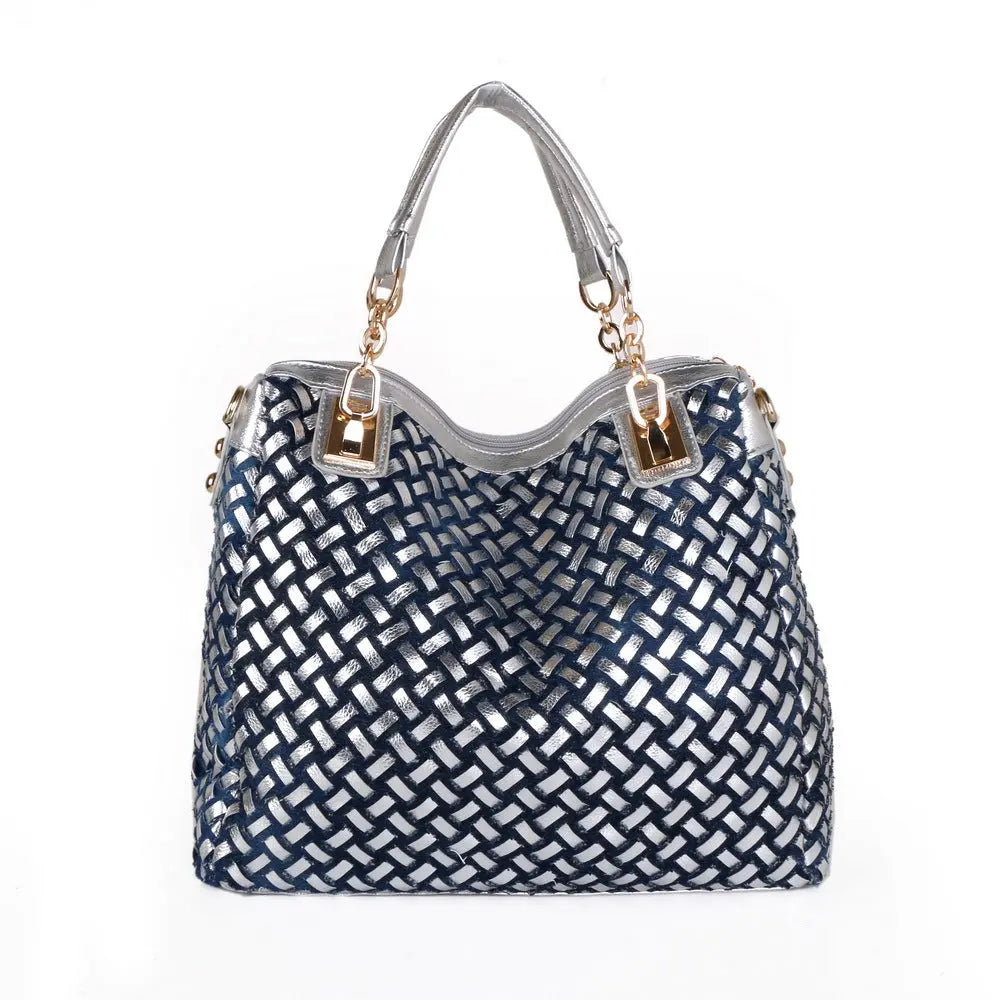 Glass Rhinestone Denim Shoulder Handbag GlossiChic Collection