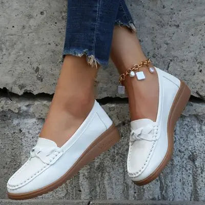 Weave Wedge Heeled Loafers - GlossiChic Collection Red Orange / 35 GlossiChic Collection Shoes & Accessories