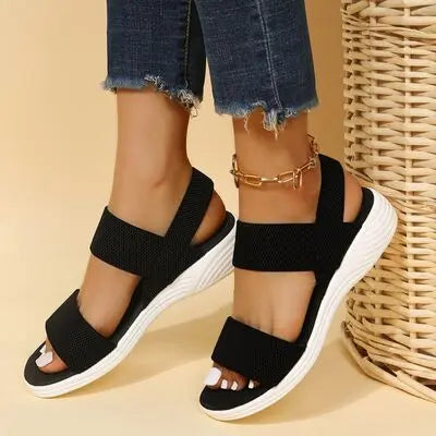 Rubber Open Toe Low Heel Sandals - GlossiChic Collection Black / 36(US5) GlossiChic Collection Shoes & Accessories