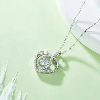 Moissanite 925 Sterling Silver Heart Shape Necklace GlossiChic Collection