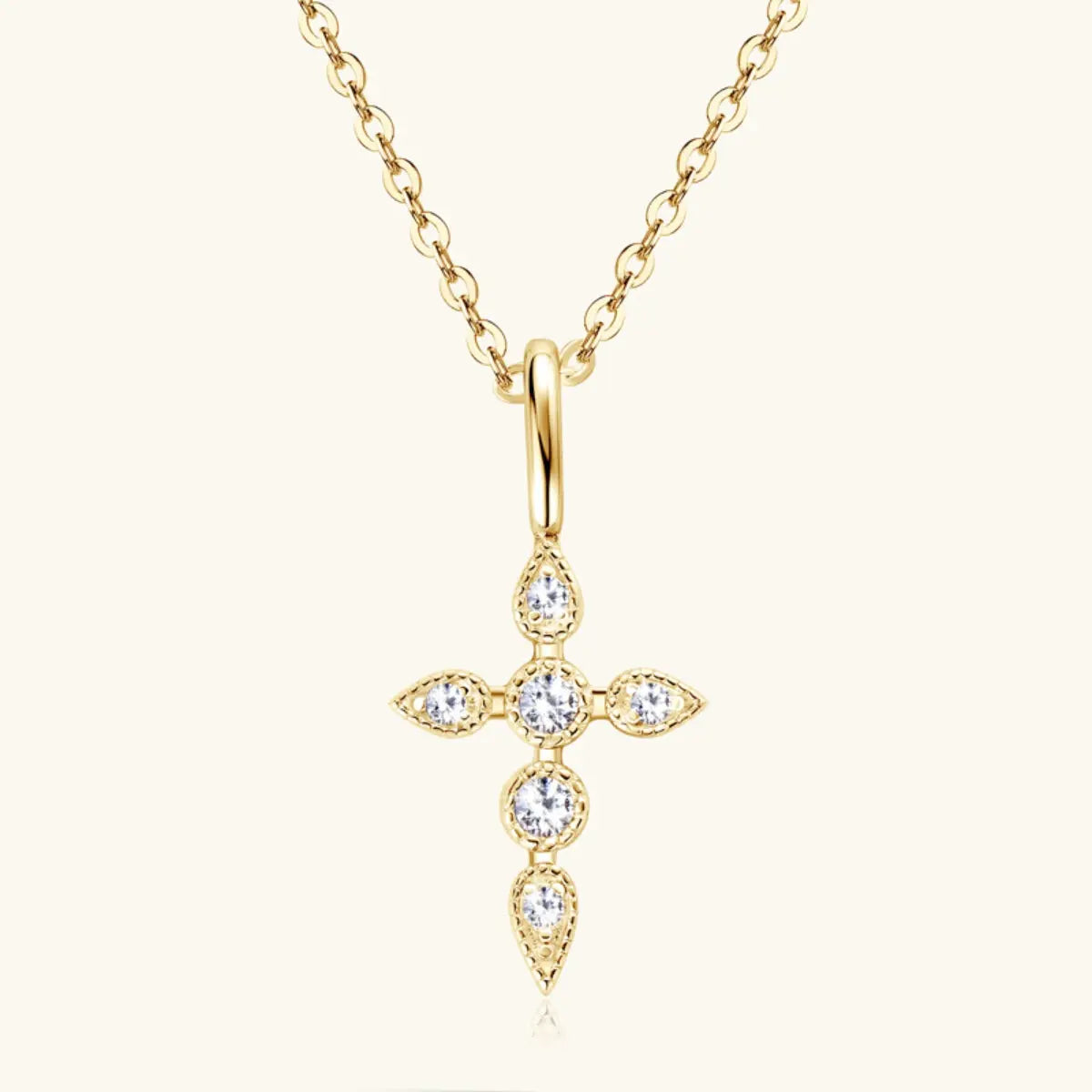 925 Sterling Silver Moissanite Cross Pendant Necklace - GlossiChic Collection