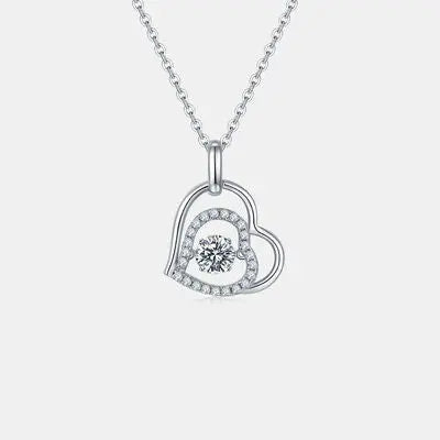 Moissanite 925 Sterling Silver Heart Necklace GlossiChic Collection