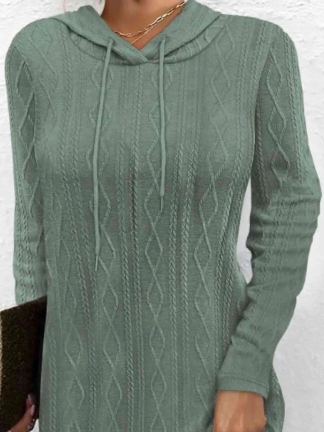 Drawstring Hooded Sweater Dress - GlossiChic Collection Dusty Pink / S GlossiChic Collection apparel