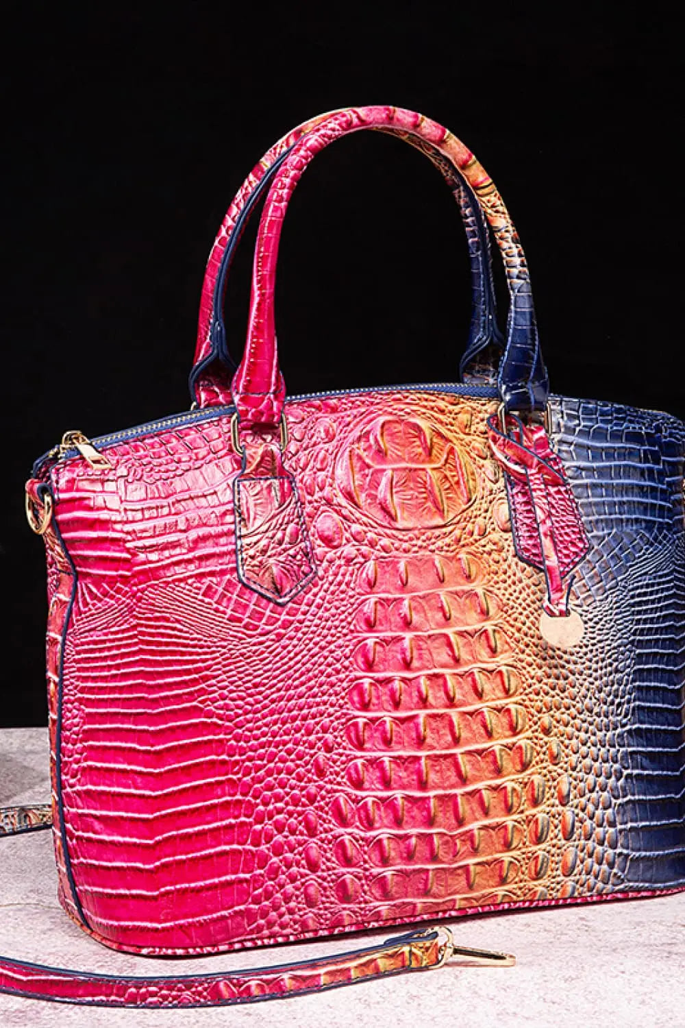 Gradient PU Leather Handbag - GlossiChic Collection Pink/Blue / One Size GlossiChic Collection handbags