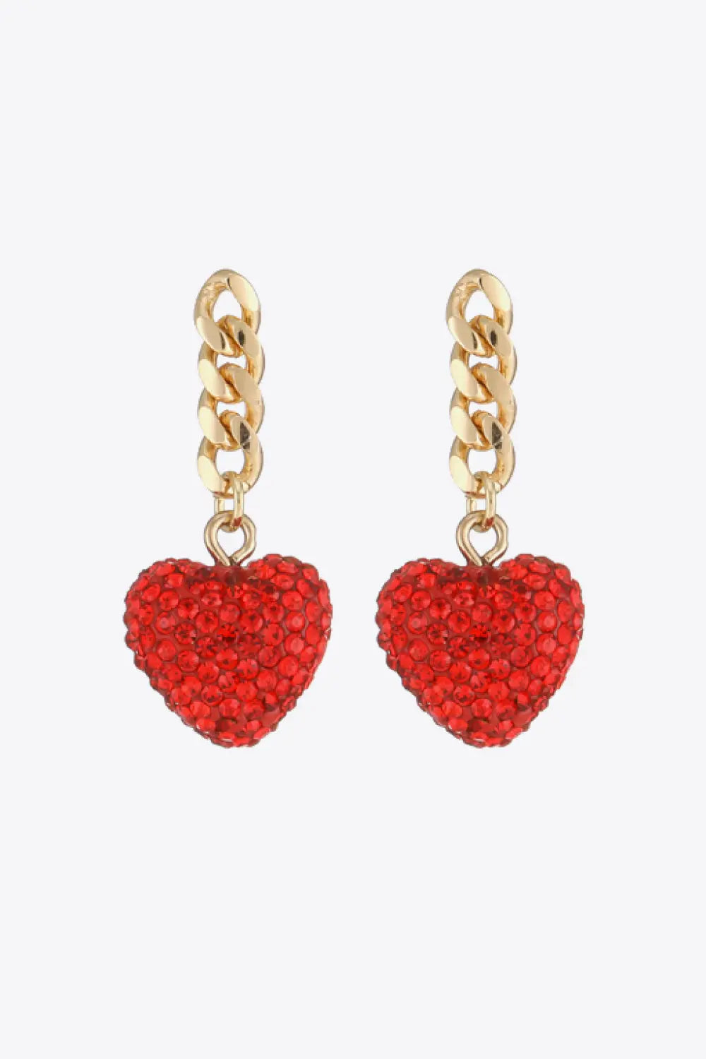 Rhinestone Heart Chain Drop Earrings GlossiChic Collection