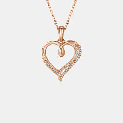 Moissanite 925 Sterling Silver Heart Shape Necklace GlossiChic Collection