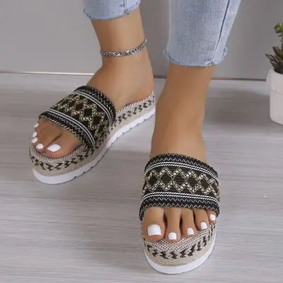 Geometric Weave Platform Sandals Trendsi